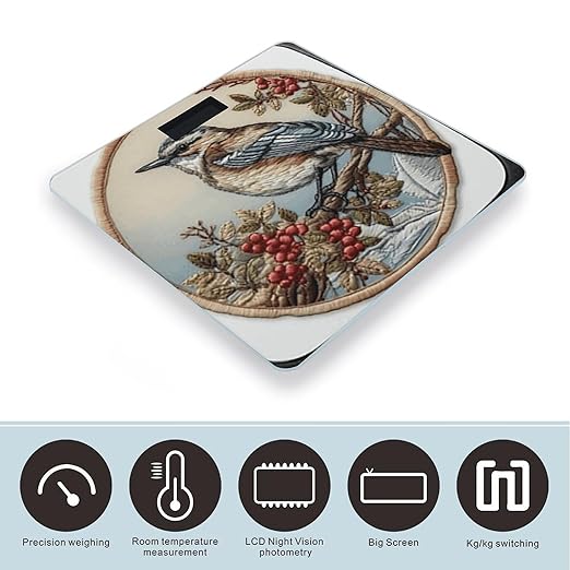Bird on Branch Scale for Body Weight Accurate Digital Bathroom Scale Toughened Glass High Precision Scales Smart Weight Scales with Large LCD Backlight Display Weighing Machine