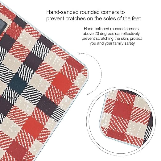 Red Plaid Scale for Body Weight Smart Scales Digital Bathroom Scale High Precision Weighing Scales with Large Display Weighing Machine for People