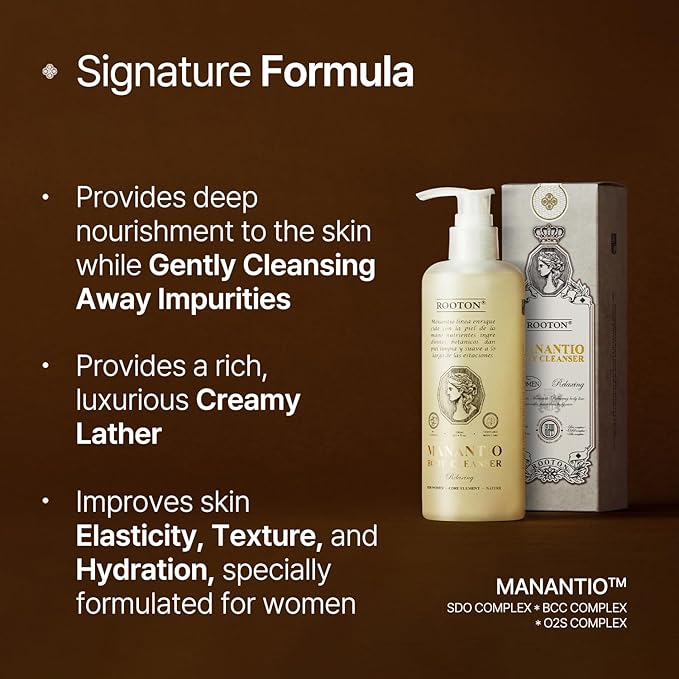 Manantio Women’s Vegan Body Cleanser Premium Body Wash for Smooth Texture Firmness &amp Hydration Improves Skin Elasticity and Moisture Balance 300ml / 10.14 fl oz