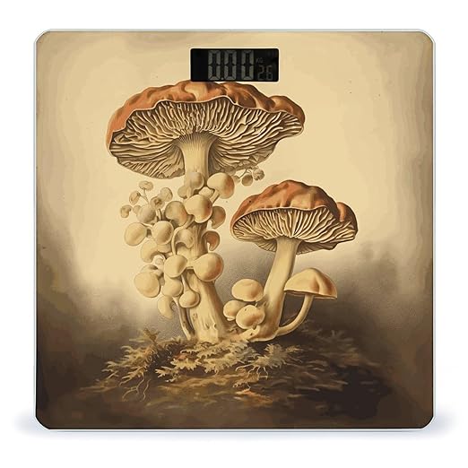 Vintage Mushrooms Bathroom Scale Weight Scale for Body WeightHighly Accurate Digital Weighing Machine Clear LED Display Digital Bathroom Body Scale 400lb/182kg