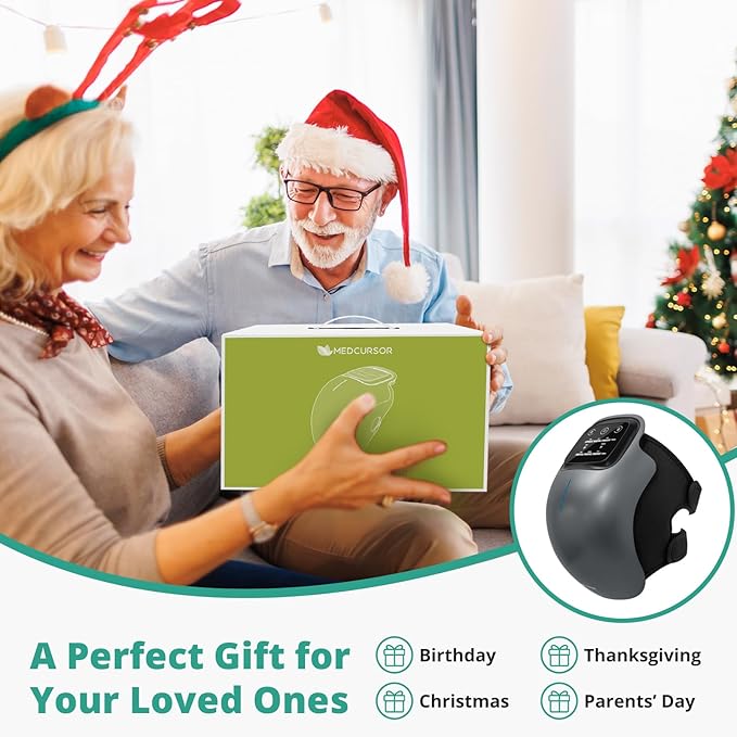 Medcursor Knee Massager with Heat Cordless Heated Knee Massage for Pain Relief with 3 Heating Levels 3 Vibration Modes LED Screen Adjustable Straps Gift for Men and Women