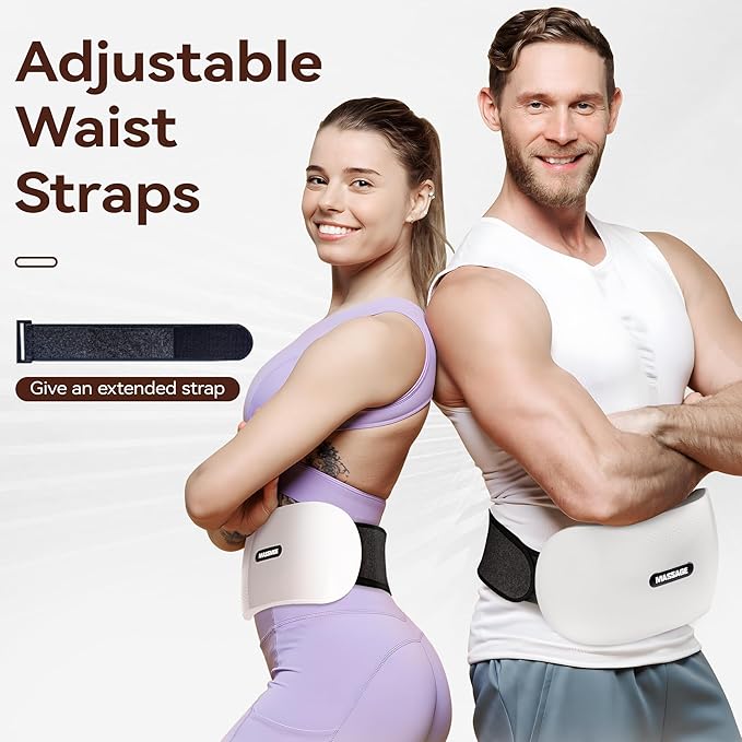 Bian-Stone Abdominal Massager with Heat - Dual Disc Electric Belly Fat Machine for Period Pain &amp Bloating Relief Stomach Massager to Aid Digestion &amp Gas Constipation Comfort