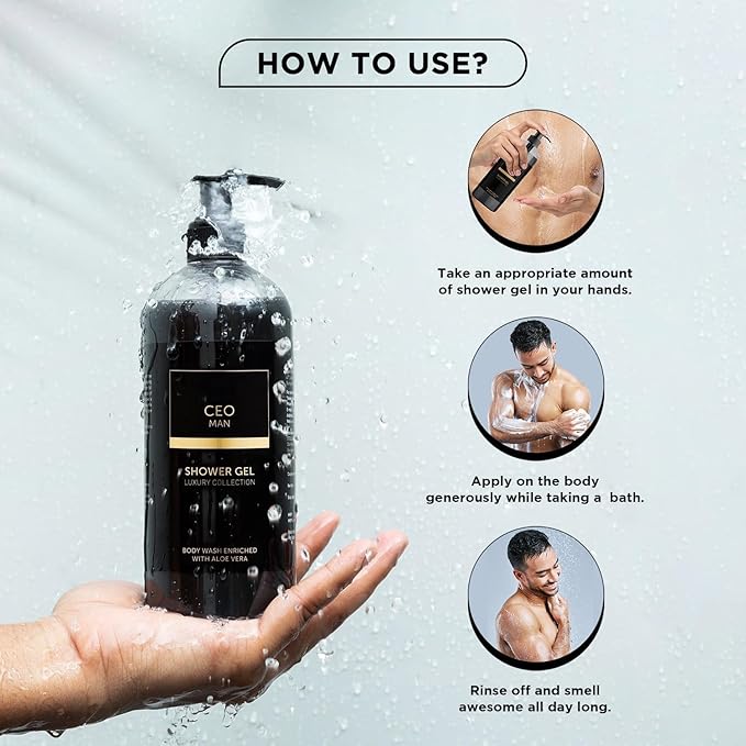 BVita Luxury CEO MAN Body Wash Refreshing Shower Gel for Deep Cleansing Hydrating &amp Moisturising Skin with Aloe Vera &amp Charcoal Powder 500 Ml