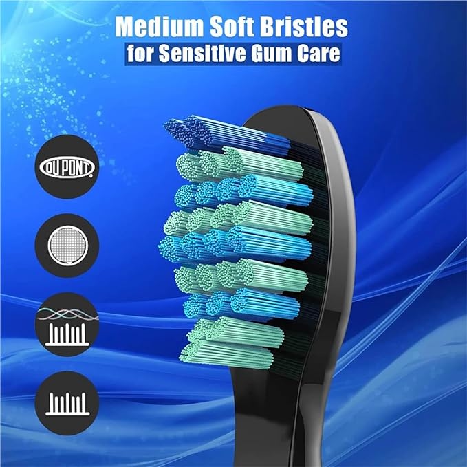 5/10 Pack Replacement Brush HeadsCompatible for SG910/507/958 Electric Toothbrush Soft Bristles Vacuum Sealed(Black-20pcs)