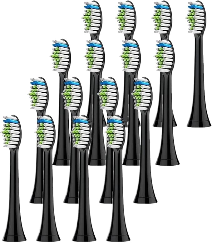16pcs Toothbrush Heads Replacement Brush Fit Compatible for EasyClean Gum Health(16pcs Black)