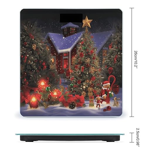 Christmas Cheer Scale for Body Weight Safe Rounded Corners Tempered Glass Digital Bathroom Scale LED Display 400lb Capacity Weight Scales with High Precision Sensors