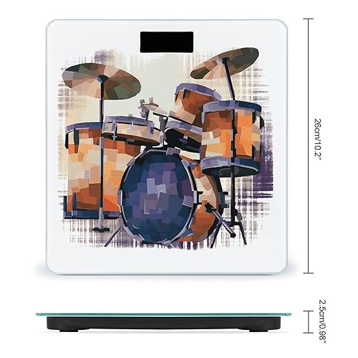 Jazz Drum Bathroom Scale Large LCD Backlight Display Digital Scale Rounded Corners Body Scales Automatic Power On/Off Bathroom Scales for Home Bedrooms