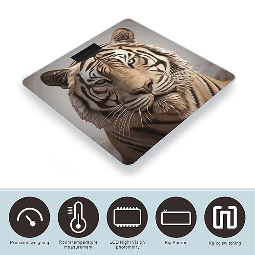 3D Tiger Head Smart Scale for Body Weight Accurate Bathroom Scale with LED Display Digital Weight Scales Weighing Machine High Precision Scales for Bath Home