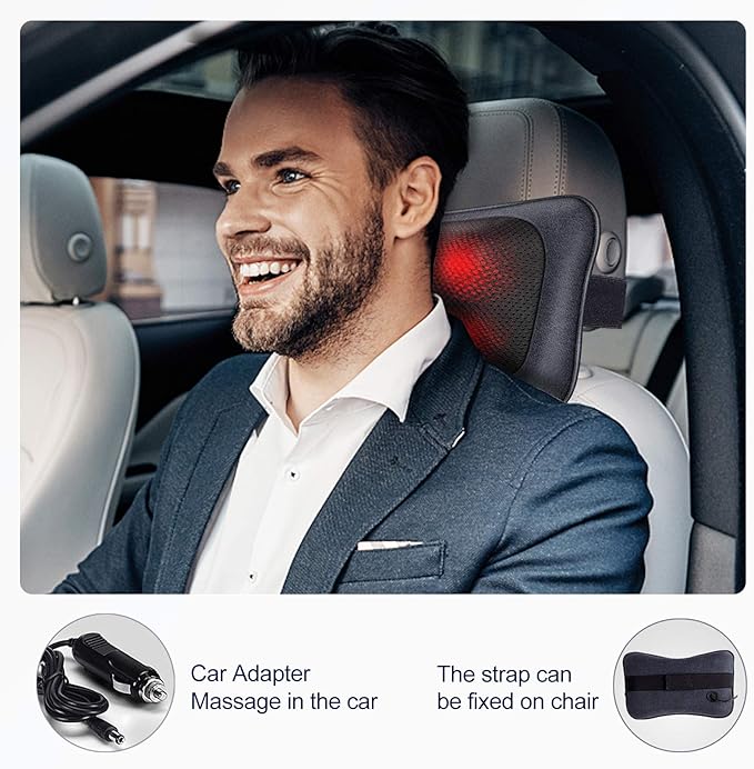 Mo Cuishle Electric Shiatsu Back Massager with Heat - Powerful 3D Kneading for Neck Shoulder Lower Back Pain Relief - Ergonomic Design for Home Office &amp Car - Gifts for Women Men Mom &amp D