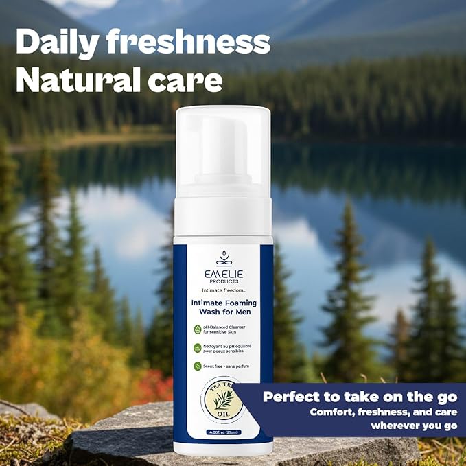 Intimate Wash for Men – Daily Genital Hygiene Foaming Wash Alcohol Free Gentle Men’s Hygiene Wash with Botanical Extracts – Refreshing Foam for Shower Post-Gym &amp Daily Care (4.05 fl oz)