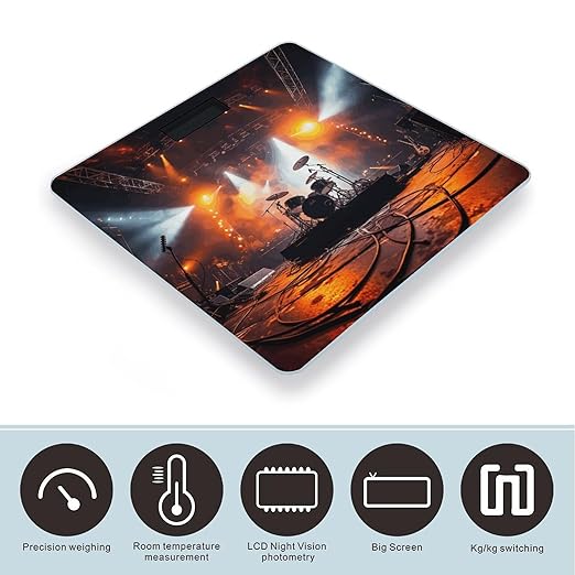 Rock Concert Stage Weight ScaleClear LED Display Bathroom Digital Weighing ScaleTempered Glass Digital Bathroom Scale for Body Weight Capacity Up to 400 Lbs