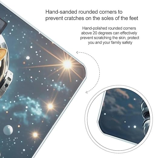 Astronaut Cat in Space Bathroom Scale for Body Weight Bathroom Weighing Scales with Back Lit LED Display Sturdy Tempered Glass Body Weight Bathroom Scale 400lb Weighing