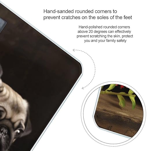 Puppys Pug Bathroom Scale for Body Weight Bathroom Weighing Scale with Backlit LCD Display Highly Accurate Measures Weight Up to 180kg