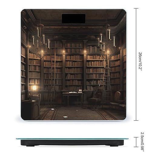 Book Room Mysterious Library Scale for Body Weight Highly Accurate Digital Bathroom Scale Sturdy Tempered Glass Weighing Scales with LCD Display Fashion Body Fat Smart Scales 400lb