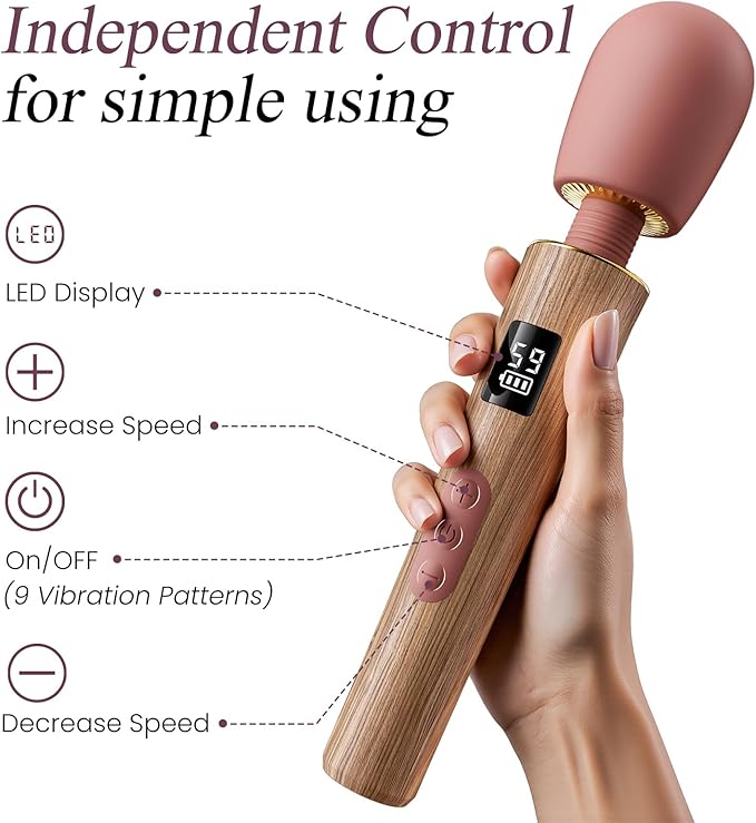 Personal Massagers Woman - Powerful Massage Tools with 9 Vibration Modes 5 Speeds Flexible Silicone Head Digital Display Waterproof Adult Tools for Women