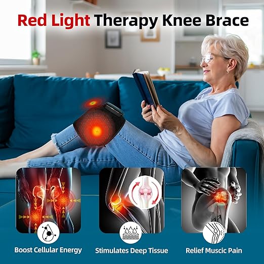 Red Light Therapy for Knee &amp Elbow Vibration &amp Heated Massage for Knee Brace 660nm&amp850nm Red Light for Joint Elbow Shoulder Pain Relief Pack of 2