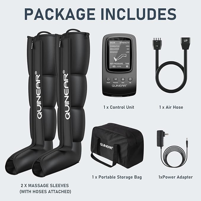 QUINEAR Air Compression Recovery System Professional Sequential Device for Massage Therapy Foot and Leg Recovery Boots to Improve Circulation for Athletes FSA-HSA Eligible (Medium)