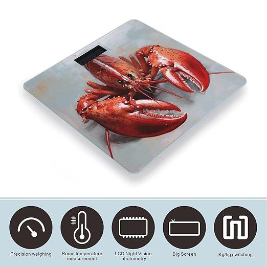 Lobster Bathroom Scale Rounded Smart Scale for Body Weight Automatic Power On/Off Weight Scales Accurate Bathroom Digital Scales for Pet Home Bedroom Kitchen