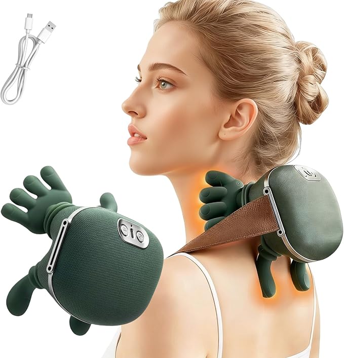 4d Shiatsu Neck and Shoulder Massager with Heat - Wireless &amp Rechargeable for Hands-Free Deep Tissue Pain Relief Portable for Home Office Car
