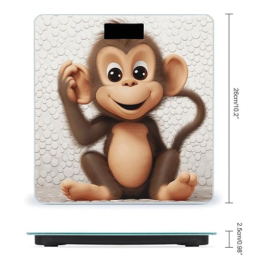 Cute Monkey Bathroom Scale Large LCD Backlight Display Digital Scale Rounded Corners Body Scales Automatic Power On/Off Bathroom Scales for Home Bedrooms