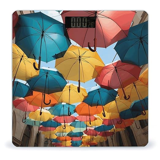 Colored Umbrellas Bathroom Scale Large LCD Backlight Display Digital Scale Rounded Corners Body Scales Automatic Power On/Off Bathroom Scales for Home Bedrooms
