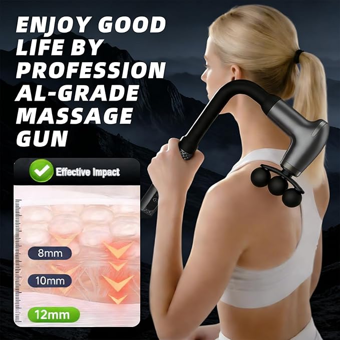 Massage Gun with Upgraded Extension Handle Massage Gun Deep Tissue - Back Massager for Pain Relief Deep Tissue Muscles/Neck/Shoulders/Waist/Legs Massager 5 Replaceable Heads &amp 9 Speed Levels
