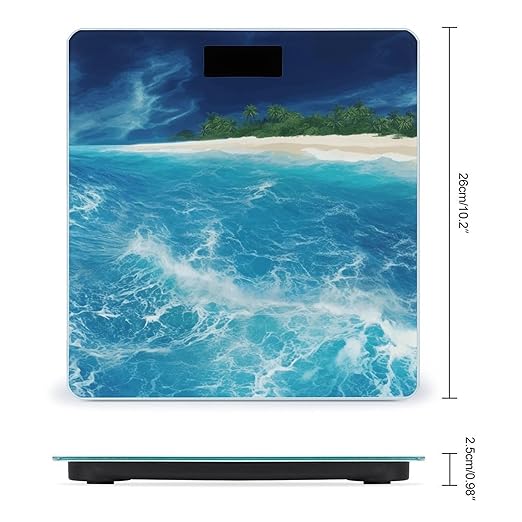 Tropical Ocean Beach Theme Smart Scale for Body Weight Accurate Bathroom Scale with LED Display Digital Weight Scales Weighing Machine High Precision Scales for Bath Home