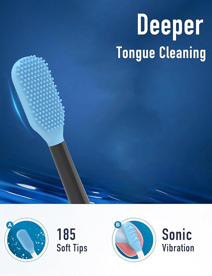 Tongue Scraper Heads Compatible with Philips Sonicare Click-On Handles – Gentle &amp Effective Tongue Cleaner Fresh Breath 2 Pack Replacement Brush Heads (White One Size)