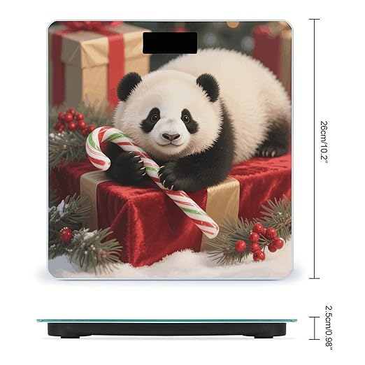 Christmas Redpanda Weight Scale Cute Bathroom Scale for Body Highly Accurate Digital Weighing Machine for People Compact LCD Display Scales with Sturdy Toughened Glass Scales