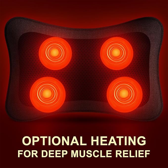 Mo Cuishle Electric Shiatsu Back Massager with Heat - Powerful 3D Kneading for Neck Shoulder Lower Back Pain Relief - Ergonomic Design for Home Office &amp Car - Gifts for Women Men Mom &amp D