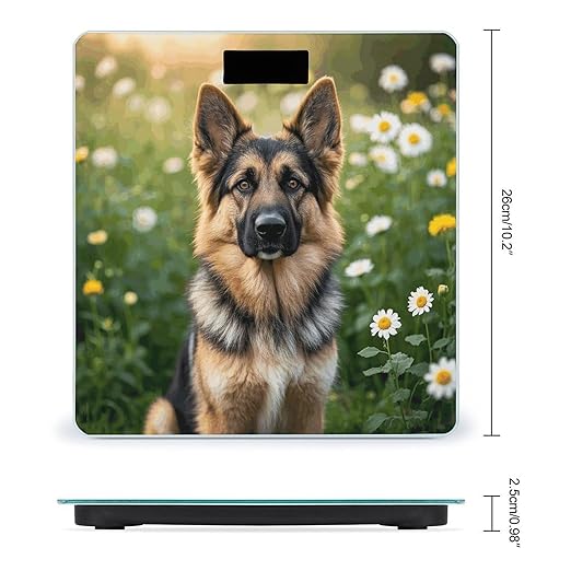 Digital Bathroom Scale for Body Weight Scale with Bright LCD Display High Accuracy Step-On Technology Auto On/Off Cute Pet German Shepherd Dog Digital Scales 400 Lbs /180kg