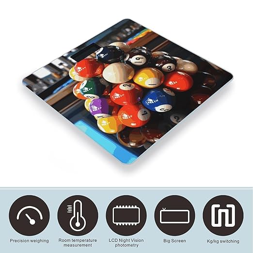 Color Billiards Weight Scale Digital Electronic Scales Bathroom Scale Larg LCD Backlight Display High Precisio MeasurementsTempered Glass