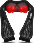 Blue Elf Shiatsu Electric Neck Back Massager Pillow 3D Kneading with Heat for Shoulder Lower Back Foot Leg Muscles Pain Relief Relax in Car Office and Home (Black)