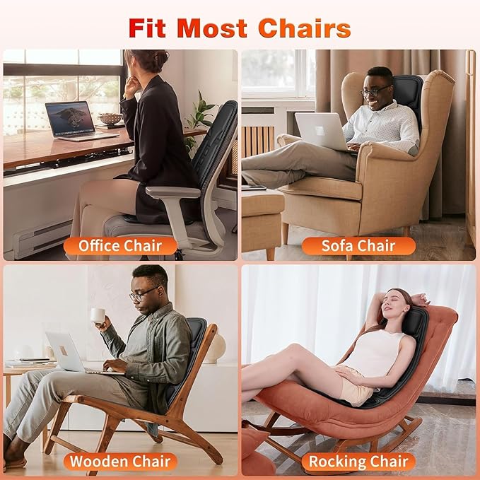 SLOTHMORE Vibration Back Massager for Chair with Heat Chair Massager Pad with 8 Vibration Seat Cushion for Seniors Office Workers &amp Family Fatigue &amp Pain Relief in Office Home &amp Trave