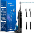Electric Toothbrush with Water FlosserPortable Flossing Toothbrush White 8 ModeIPX8 WaterproofEquipped Brush Head and Nozzlefor Travel and Home-Black