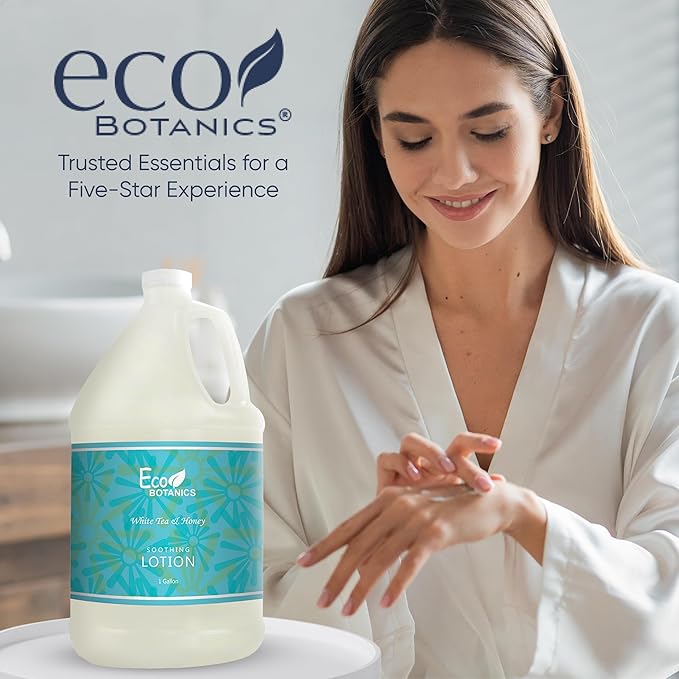 Terra Pure 1-Shoppe Eco Botanics Natural Lotion with Raw Honey &amp White Tea | Gallon Jug Bulk Toiletries for Airbnb Vacation Rentals and Home Bathroom | Refill For Soap Dispensers