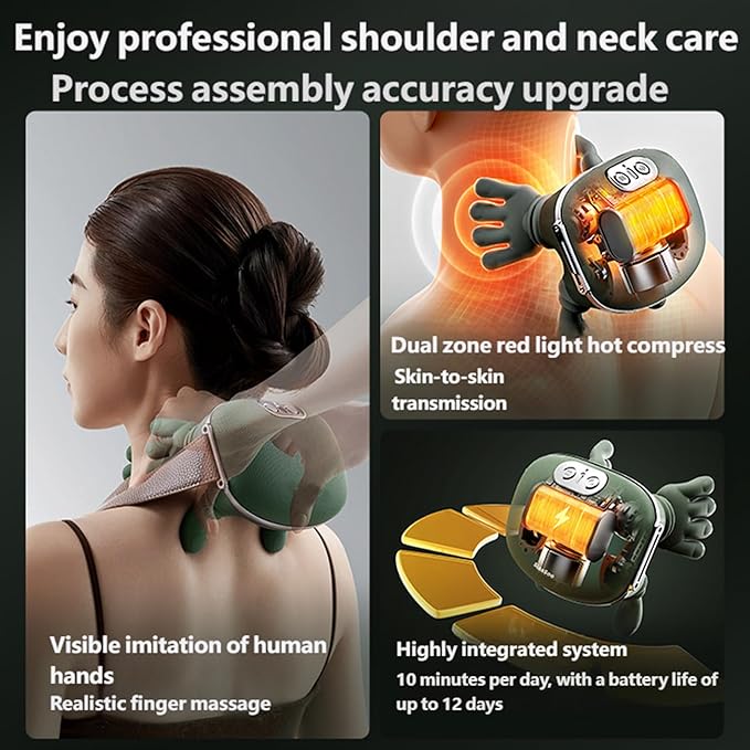 Neck and Back Massager 3 Massage Mode 2 Heat Function Heated Neck &amp Shoulder Massager Simulated Human Hand Design for Necks Back Legs Etc (1 Pc)