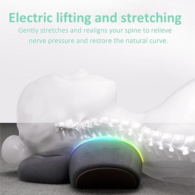 Neck Massager Rechargeable 3 in 1 Neck Massager Electric Cervical Pillow Hump for Shoulder Heating &amp Stress Relieving Ergonomic Memory Foam Pillow (Space Gray)
