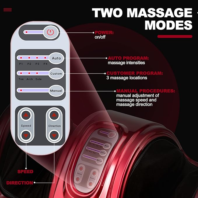 KOTEK Foot Massager Machine Shiatsu Foot &amp Calf Massager w/ 3 Massage Modes Remote Control Electric Deep Kneading Rolling Scraping Massage for Leg/Arm/Ankle Increase Blood Circulation (Burgund