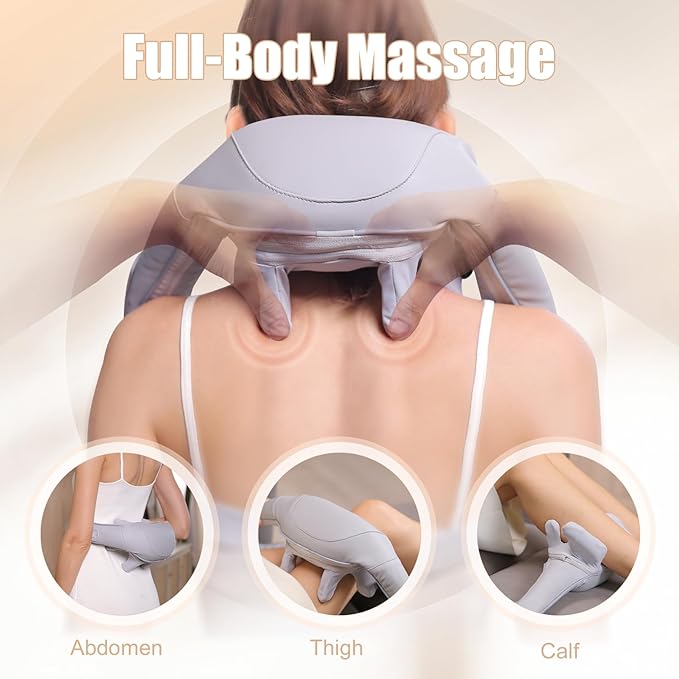 Electric Shiatsu Back and Neck Massager Cordless Shoulder Massager with Heat Deep Tissue 3D Kneading Massage Pillow for Shoulder Leg Body Muscle Pain Relief Gifts for Men Women