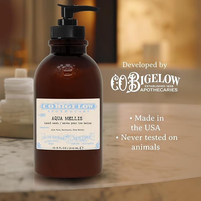 C.O. Bigelow Aqua Mellis Hand Wash Iconic Collection Liquid Hand Soap with Shea Butter Glycerin Aloe Vera 10.5 Fl Oz