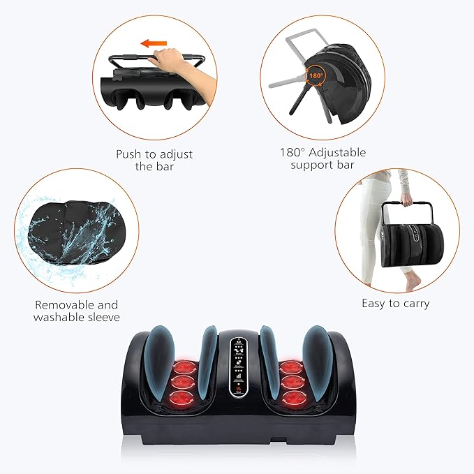 Snailax Foot Massager with Heat Shiatsu Feet and Calf Massager Machine for Plantar Fasciitis Neuropathy Improve Circulation Foot Leg Massager Gifts(Without Remote Control)