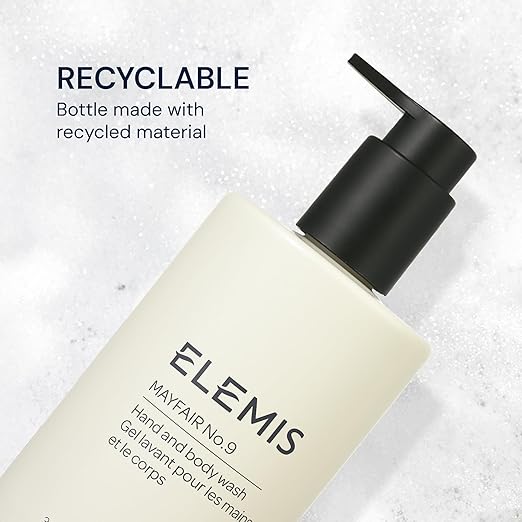 ELEMIS Mayfair No.9 Hand &amp Body Wash Cleanses Hydrates and Refreshes 95% Biodegradable PEG- and SLS-Free Refillable + Recyclable Bottle 300ml
