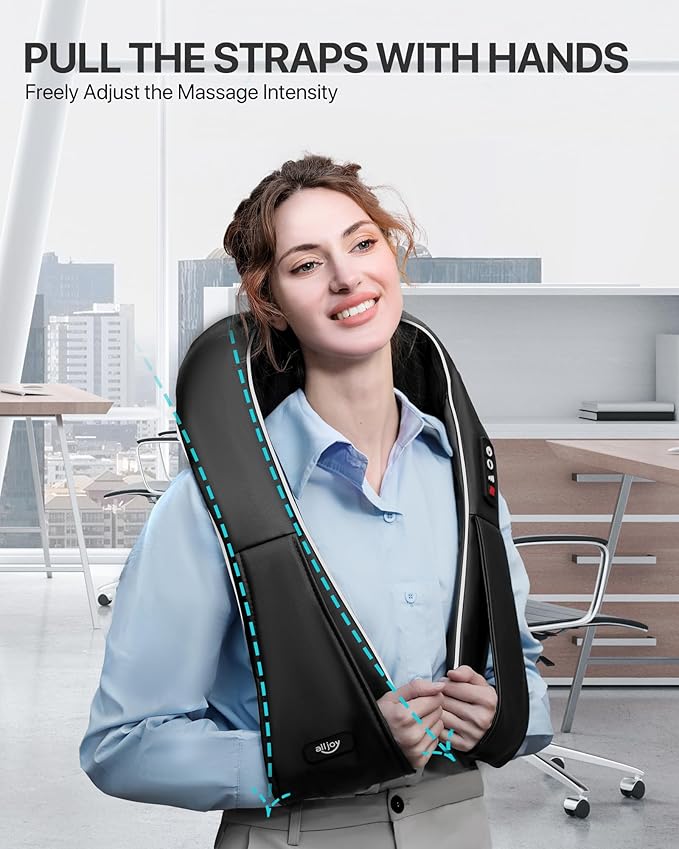 ALLJOY Neck Massager for Pain Relief Deep Tissue with Heat HSA 3D Kneading Shiatsu Neck and Back Massager for Shoulder Full Body Home Office Car Use FSA Birthday Gifts for Mom Men Dad Women