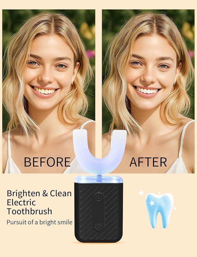 U-Shaped Electric Toothbrush for Adults Toothbrush with IPX7 Waterproof Adult Electric Toothbrush with 4 Clean Modes