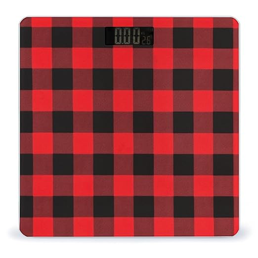 Buffalo Check Scale for Body Weight Accurate Digital Bathroom Scale Toughened Glass High Precision Scales Smart Weight Scales with Large LCD Backlight Display Weighing Machine