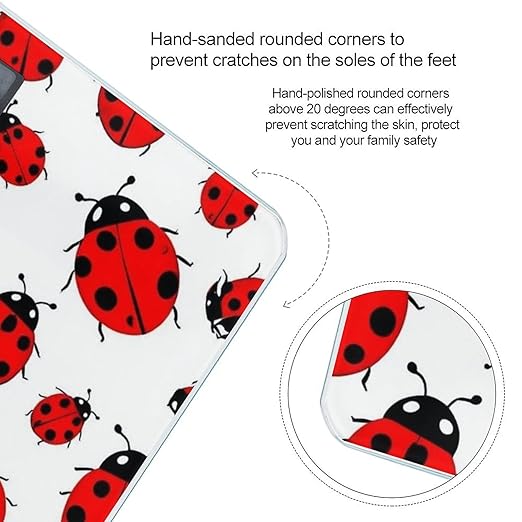 Digital Bathroom Weighing Scale Energy Saving Scale Smart Scale for Body Weight Ladybug Red Black Dots White