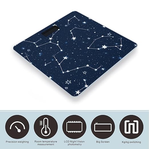 Smart Scale for Body Weight Digital Bathroom Weighing Scale Energy Saving Scale Constellation Galaxy Starry Night Stars Glow in The Dark Midnight