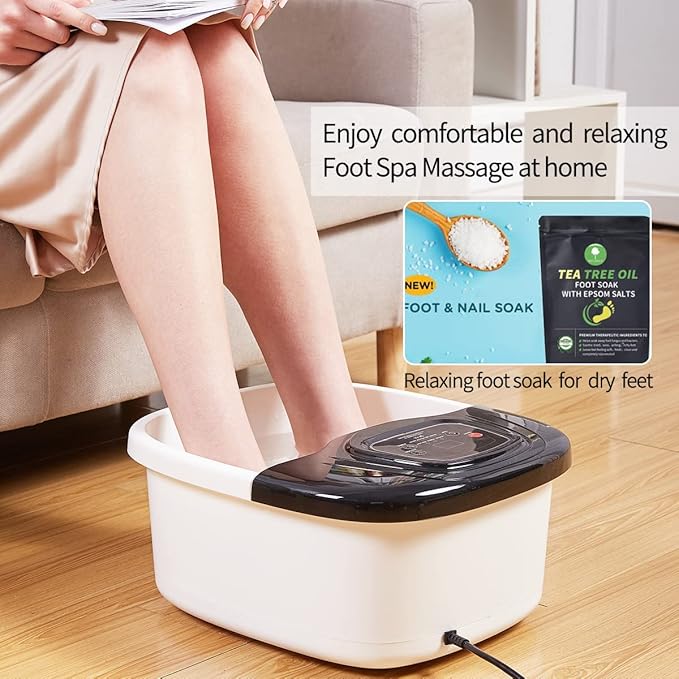 Foot Spa Bath Massager with Heat Epsom SaltBubbles Vibration and Red Light Tub for Stress ReliefFoot Soaker Christmas Gifts Birthday Gifts for Mom Dad Women Men Her Him