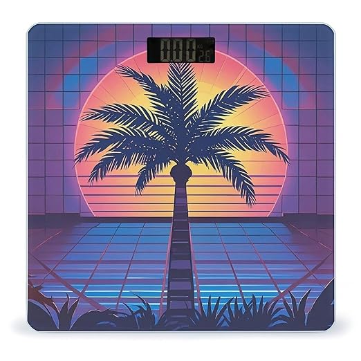 Palm Tree Sun and Grid Scale for Body Weight Digital Bathroom Scale Accurate Smart Weight Scales with Large Display Weighing Machine High Precision Scales